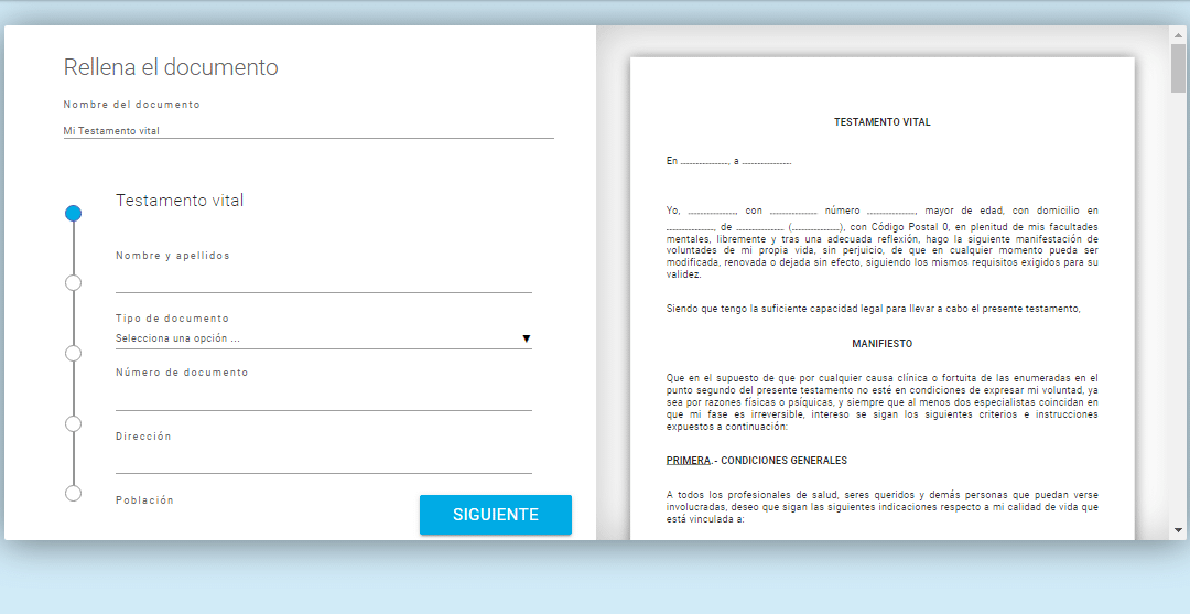 como hacer testamento vital online
